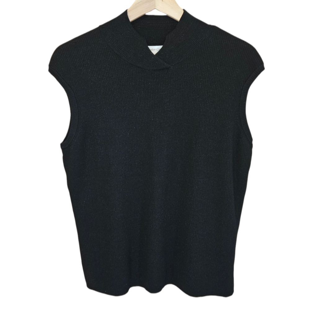 Coldwater Creek Women's Black Silk Blend Sparkle Sleeveless Sweater Size XLarge